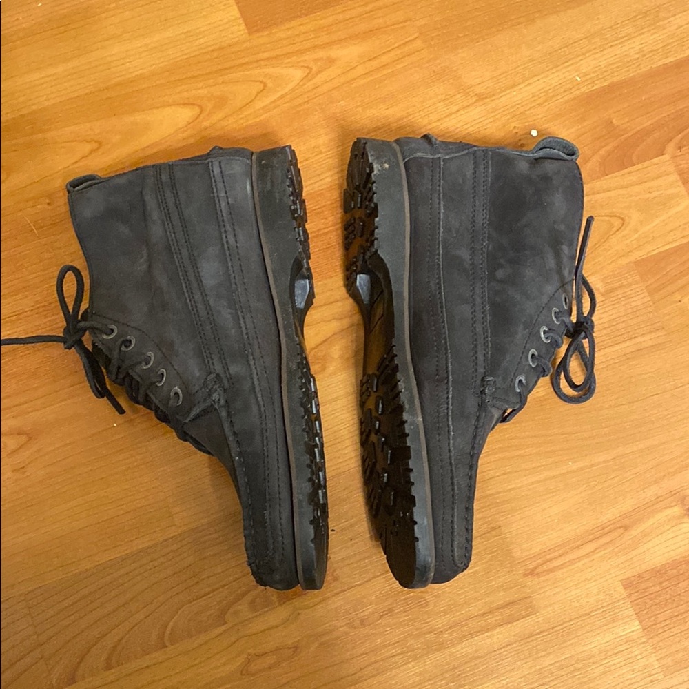 Black Suade Lace-Up Moc Toe Boots